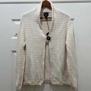 NWT Pure Handknit Ivory Classic Neutral Oatmeal Old Money Cardigan, M L